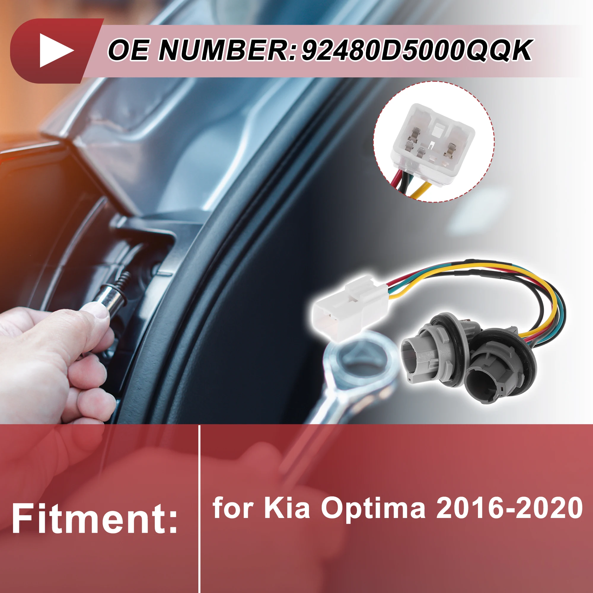 X Autohaux 테일 라이트 소켓 배선 키트 기아 옵티마 2016-2020용 No.92480D5000QQK 전구 피그테일