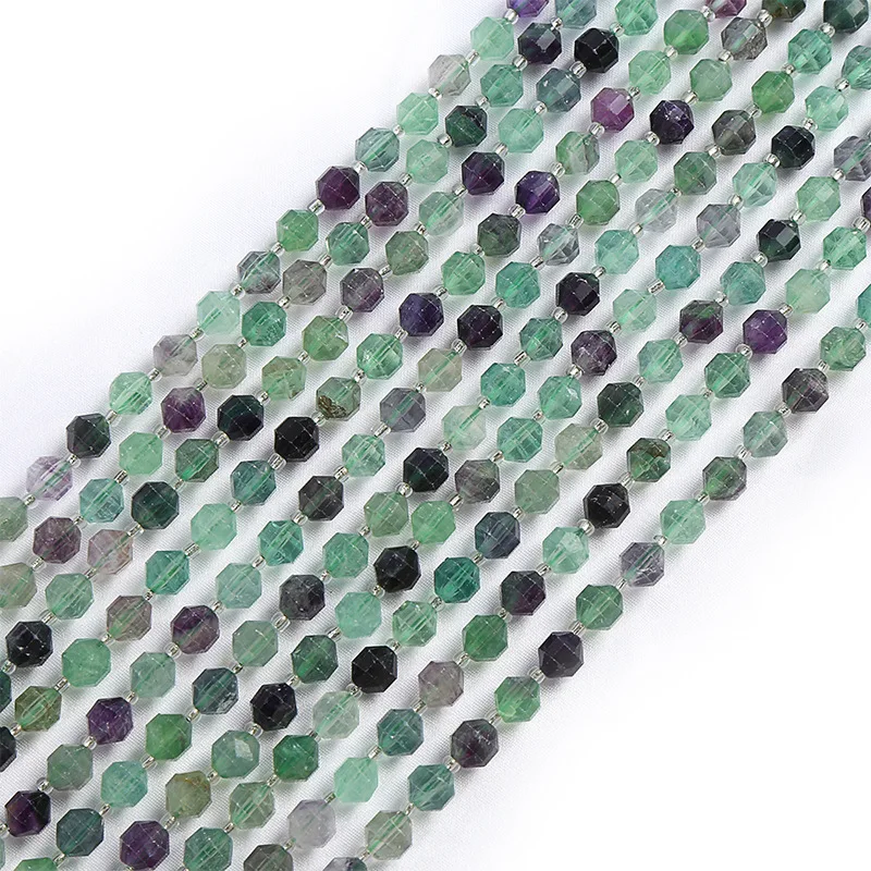 Natural Faceted Fluorite Olive Cut Stone Spacer Beads Loose Beads For Jewelry Making Diy Handmade Bracelet Accessories