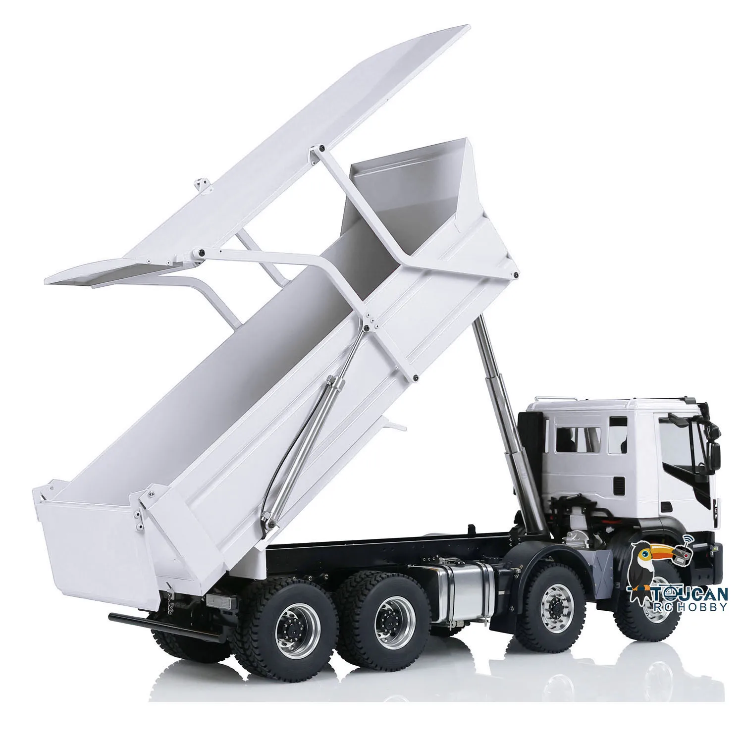 8x4 RC Metal 1/14 Hydraulic Tipper Truck Dump Car Model with Flip-over Cover Light Sound System Motor Servo ES CRC Toy TH23539 6