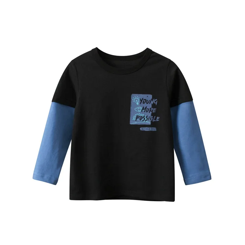 Brand Children's Clothing 2025 Autumn New Korean Style Boys Bottoming Shirts Fashion Letter Print Tops Tees Kids Clothes 2