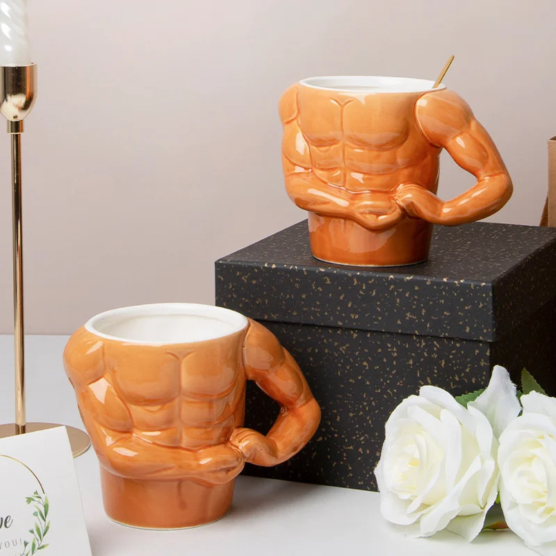 Wudruncy Creative 3D Muscle Man Coffee Mug Gym Ceramic Cup