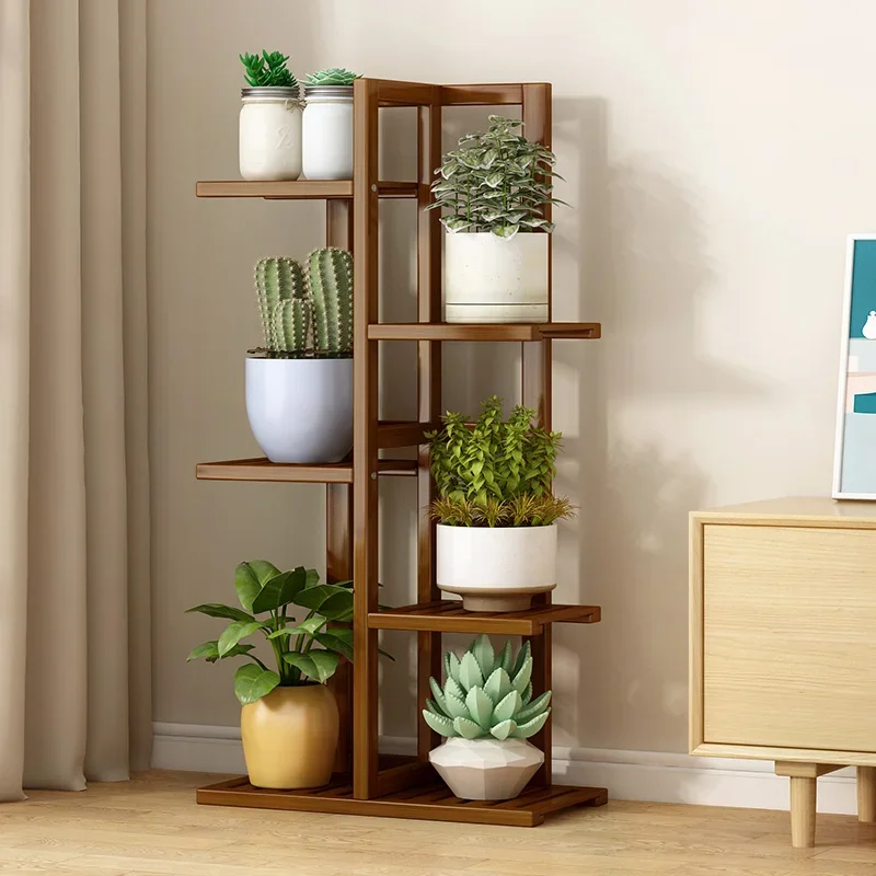 Bamboo Stick Plant Shelf Display Layers Corner Ladder Flower Shelf Rack Backdrop Suporte Para Plantas Decorating Shelf Flower