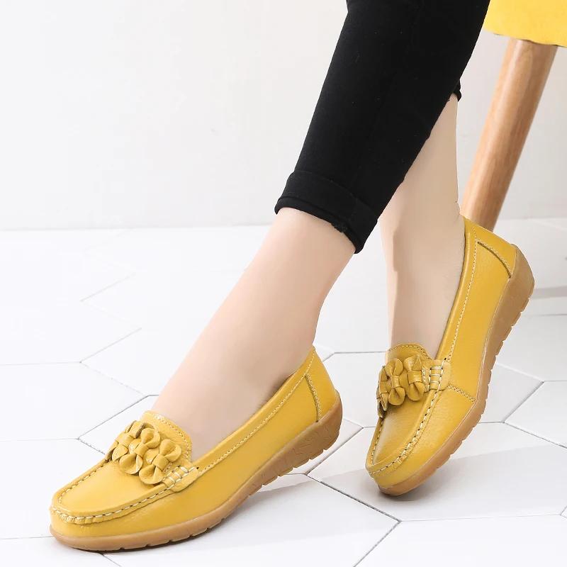 Women Flats Shoes Woman Genuine Leather Slip On Loafers Shoes Woman Soft Nurse Ballerina Shoes Plus Size Casual Zapatos De Mujer