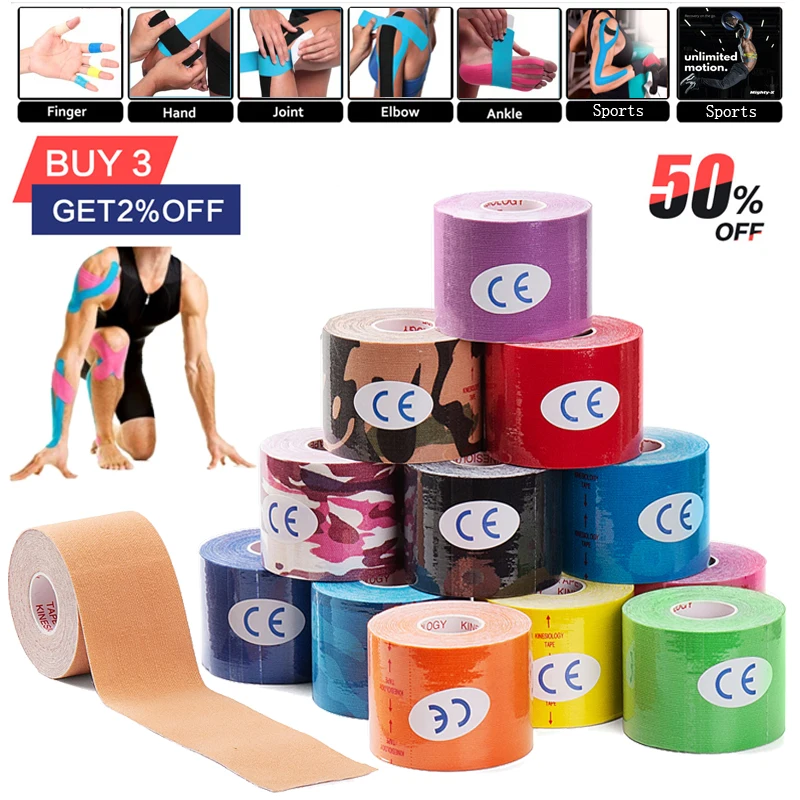 5MKinesiologyTapeMuscleBandageCottonSportsKneeMusclePain