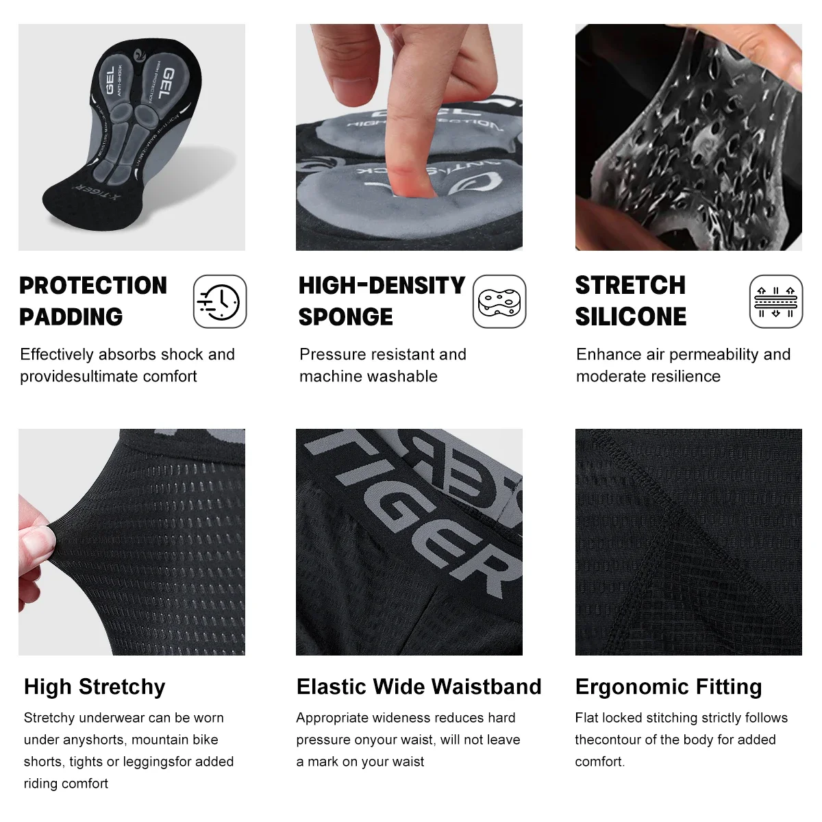 X-TIGER Breathable cycling shorts Pockets Gel padded Reflective Bicycle MTB underwear Sports Leisure Pants Cycling clothing