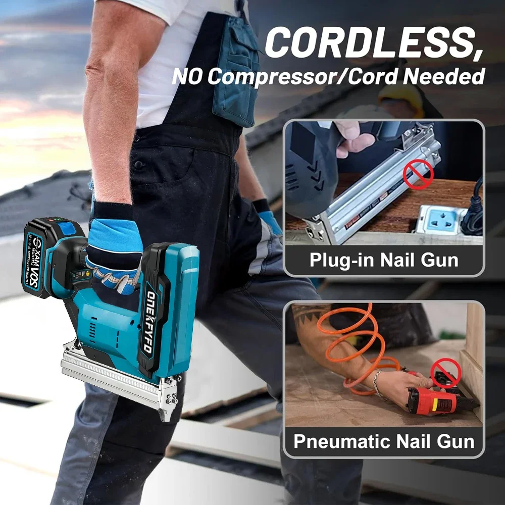 Straight U Staples Brushless Nail Gun Battery Powered Wireless Cordless Electric Stapler for Makita 18V Battery Woodworking 5