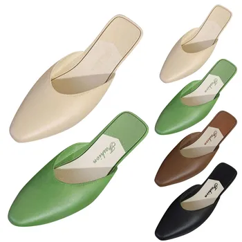 Women's Slipper Fashion Solid Color Closed Toe Shallow Shoes Summer Lazy Sslippers Female Casual Outdoor Sandals, Beach Sandals 1