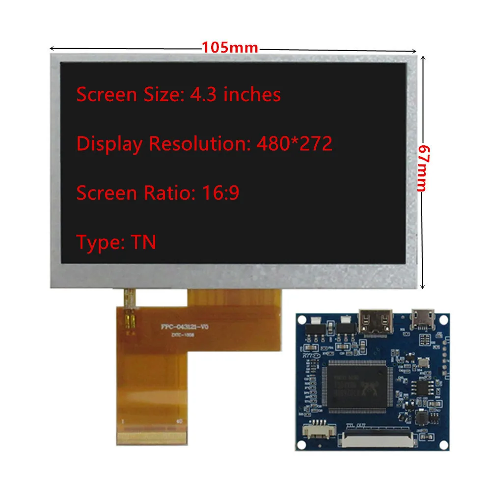 4.3 인치 용량 성 터치 스크린 LCD 디스플레이 480x272 HDMI 드라이버 보드 라즈베리 파이 4B PC 용 DIY 키트 Windows 휴대용 모니터