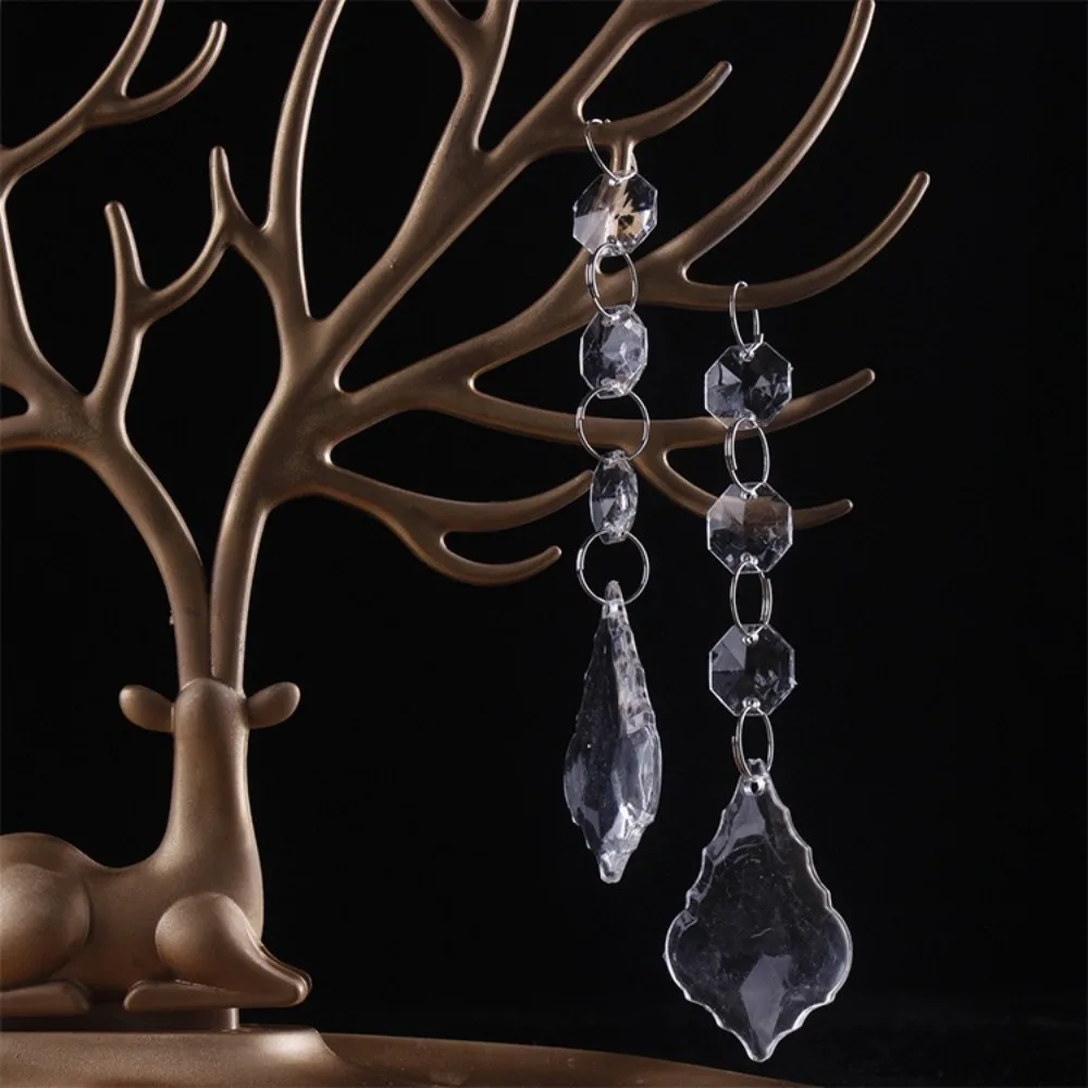 Simulate Ice Cone Acrylic Snowflake Pendant Crystal Diamond Transparent Crystal Hanging String 5pcs Festive Atmosphere
