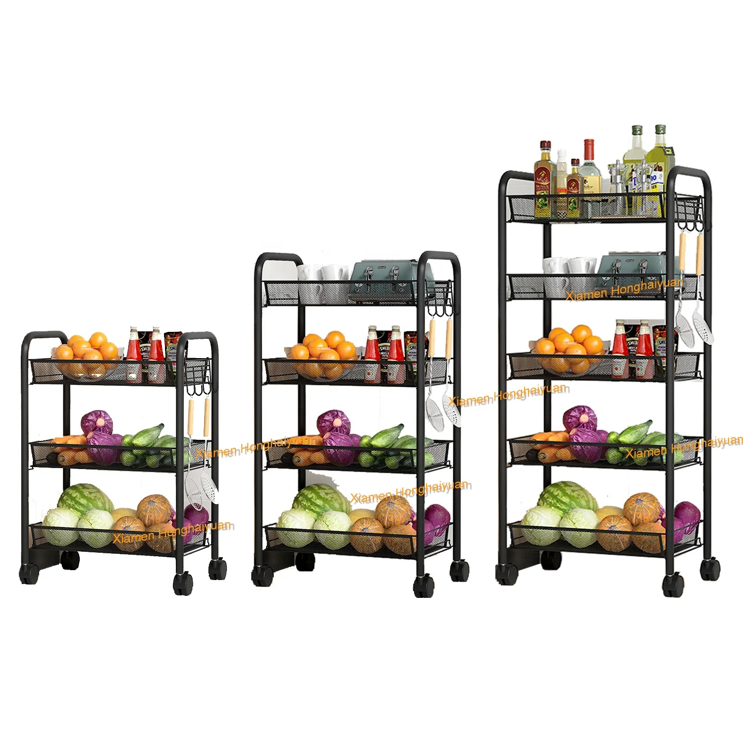 Wholesale 3/4/5 Tier Kitchen Trolley Cart Storage Organizer for the kitchen Other Kitchen Furniture 4 tier kitchen trolley grey 46x26x85 cm iron