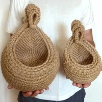Wall-mounted Vegetable Basket Fruit and Sundry Basket Natural Wicker Weave Storage Basket Kitchen Storage Home Decoration 2