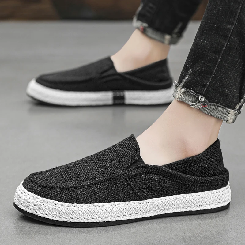 Summer Casual Loafers Men Breathable Slip On Urban Shoes Men Classic Linen Canvas Sneakers Male Light Flats Lazy Shoes Cheap 5