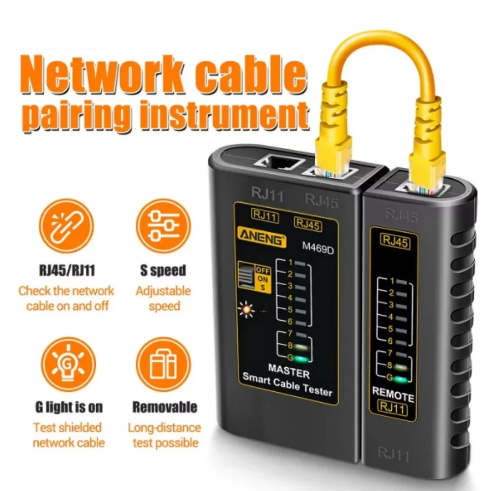 ANENG M469D Cable Lan Tester Network Cable Tester RJ45 RJ11 RJ12 CAT5 UTP LAN Networking Tool Network Repair