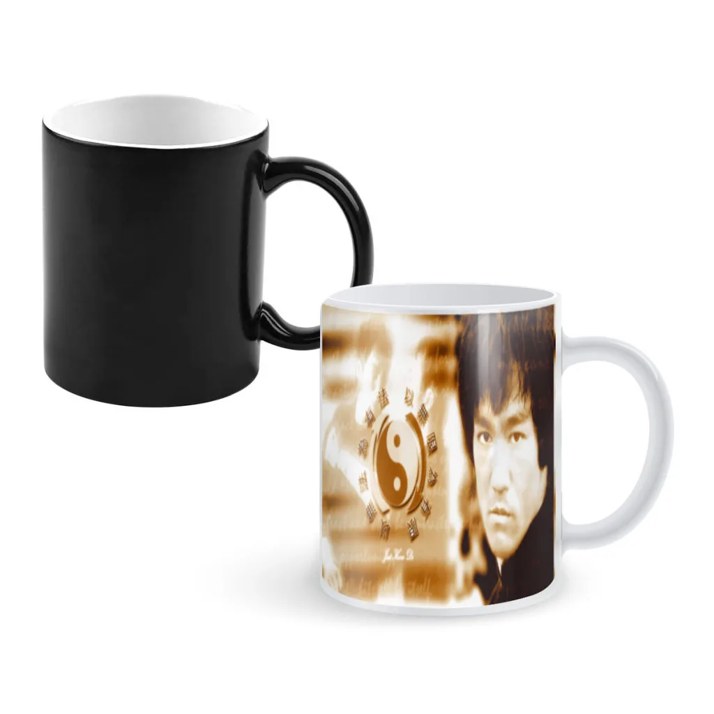 

Chinese Kung Fu star Bruce Lee retro Creativity Change Color Chang mug Ceramic mug Hot Coffee Cup Breakfast Cup mug Friend Gift