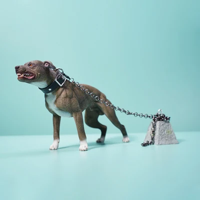 ブルテリア2 Jxk129-アメリカのピットブルテリア,ペット,犬,樹脂シーン,軍艦
