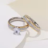 4mm Stainless Steel Couple Rings with Zircon – Wedding & Engagement Jewelry
