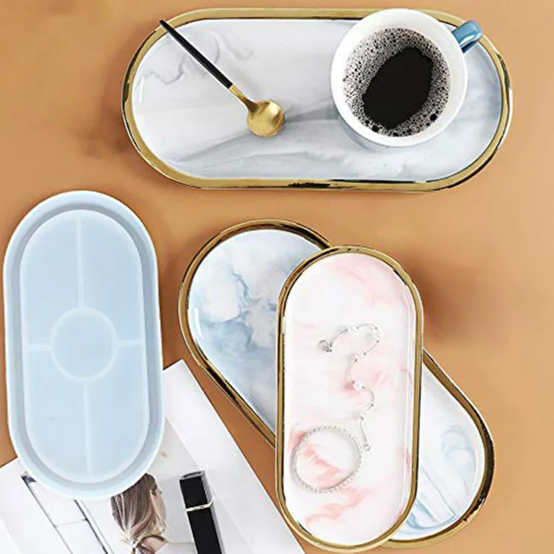 DIY Tray Silicone Mold Coaster Epoxy Resin Silicone Molds Polygon Cement Storage Tray Cup Mat Mold Handmade DIY Craft Tool