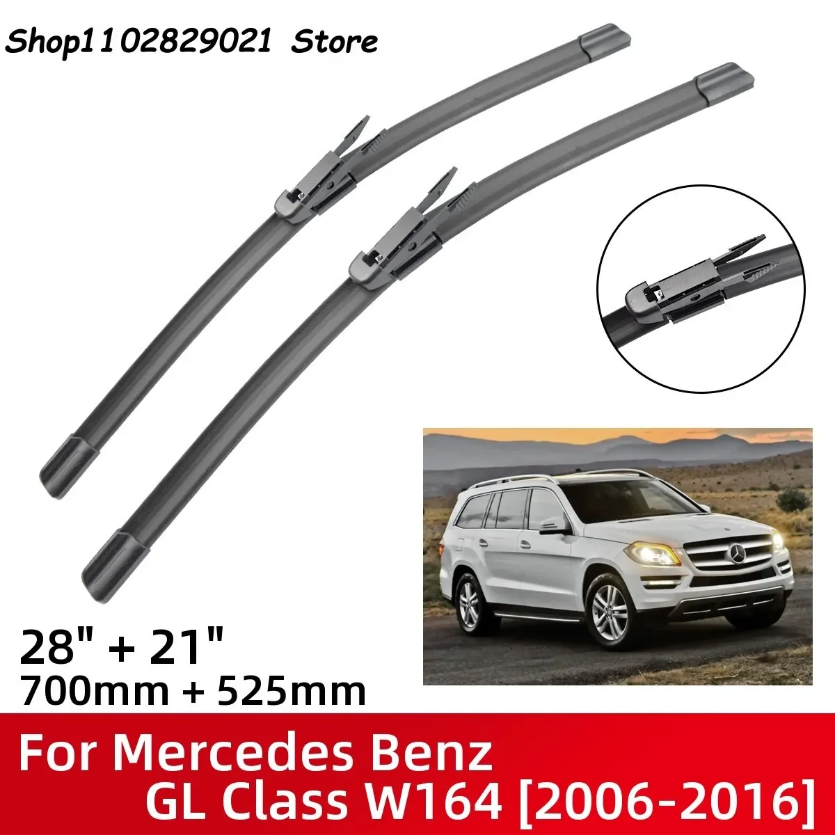 

Front Wiper Blades For Mercedes Benz GL Class W164 2006-2016 Windshield Windscreen Window 28"+21" 2011 2012 2013 2014 2015 2016