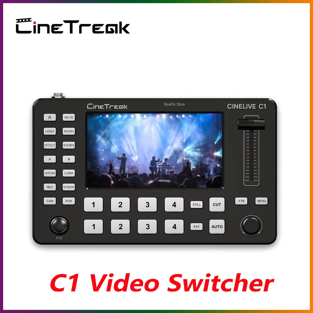 

Видеопереключатель CINELIVE C1, 4-канальный многоформатный смеситель для передачи видео, все одни Full HD ЖК-экран, мониторинг разных изображений