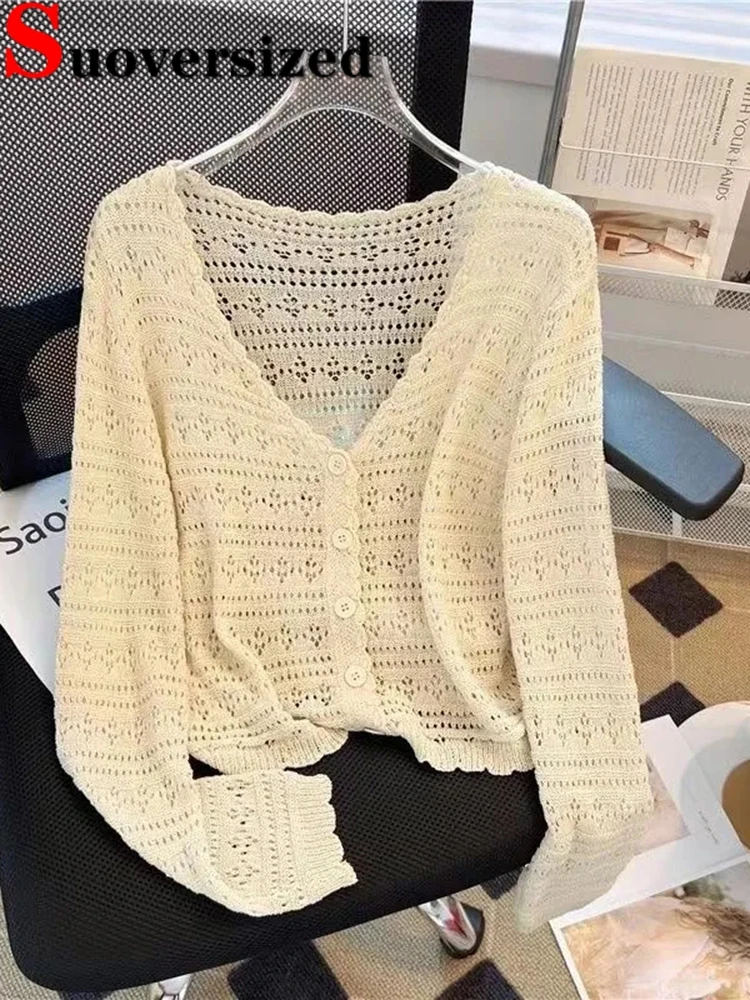 여성용 메쉬 경량 크롭 가디건, 짧은 크롭 탑 커버 업, 긴팔 스웨터, 통기성 비치 커버