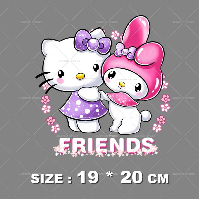 Sanrio Christmas Cartoon Hello Kitty Patches Iron on Heat Transfers For  Clothes T-shirt Design Thermal Printed Stickers Applique - AliExpress