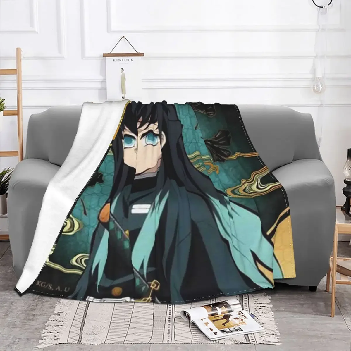Demon Slayer Blanket Fleece Plush All Season Multifunction Super Warm Plaid Muichiro Throw Blankets For bed Plush Thin Quilt 2
