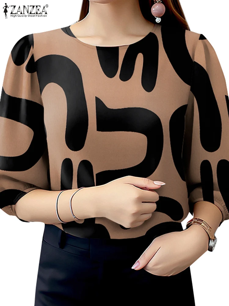 ZANZEA أنيقة مكتب العمل البلوزات الصيف النساء بلاي...