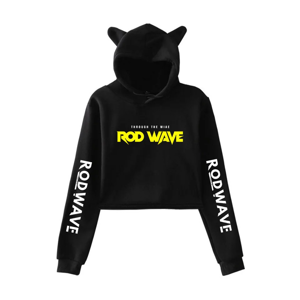 

Rapper Rod Wave Crop Top Hoodie Women Cat Ears Cropped Sweatshirt Streetwear Hip Hop Long Sleeves Pullover Tops Sudaderas Mujer