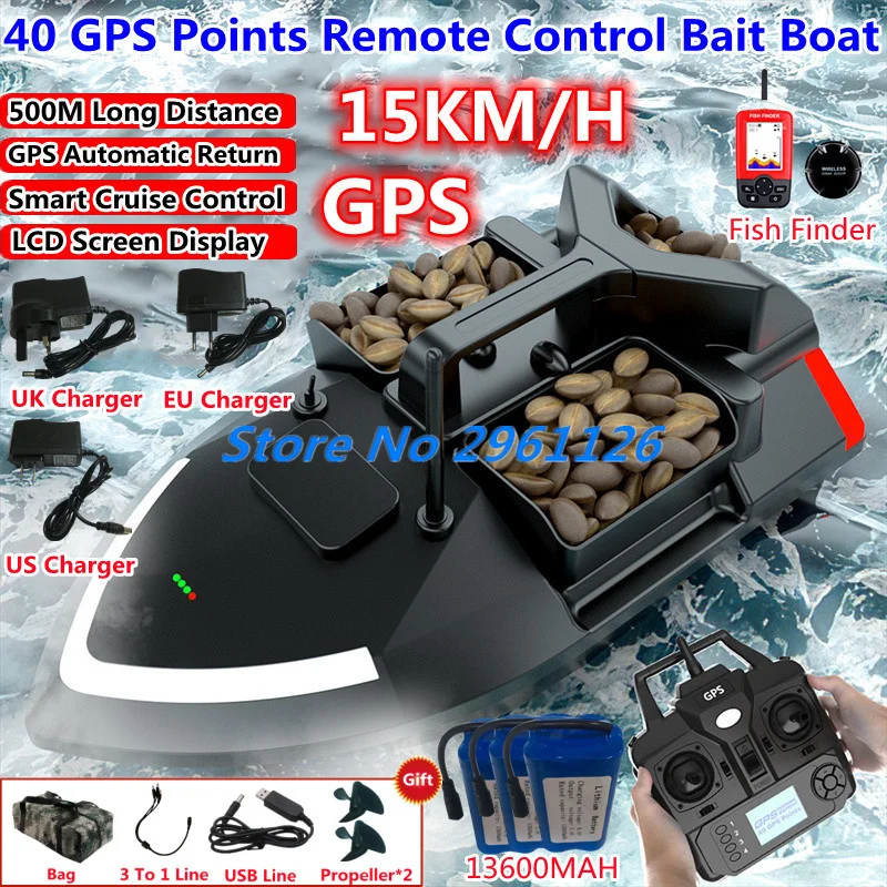 Barco de pesca con Control remoto dispositivo de 500M 40GPS 2KG de barco-de-pesca-con-control-remoto-dispositivo-de-500m-40gps-2kg-de