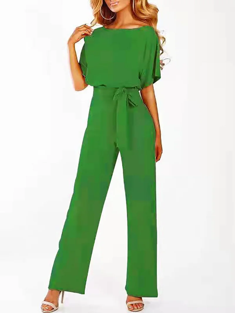 Jumpsuit Ladies Fashion Casual 2022 New Club Wear Wide Leg Buttons Wide Loose Short Sleeve Bodysuit Long Jumpsuit Women Elegant