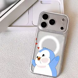 Pudgy Penguins Magnetic Clear Phone Case - Sleek & Slim Wireless Cover - iPhone 12 Pro Max (Black2)