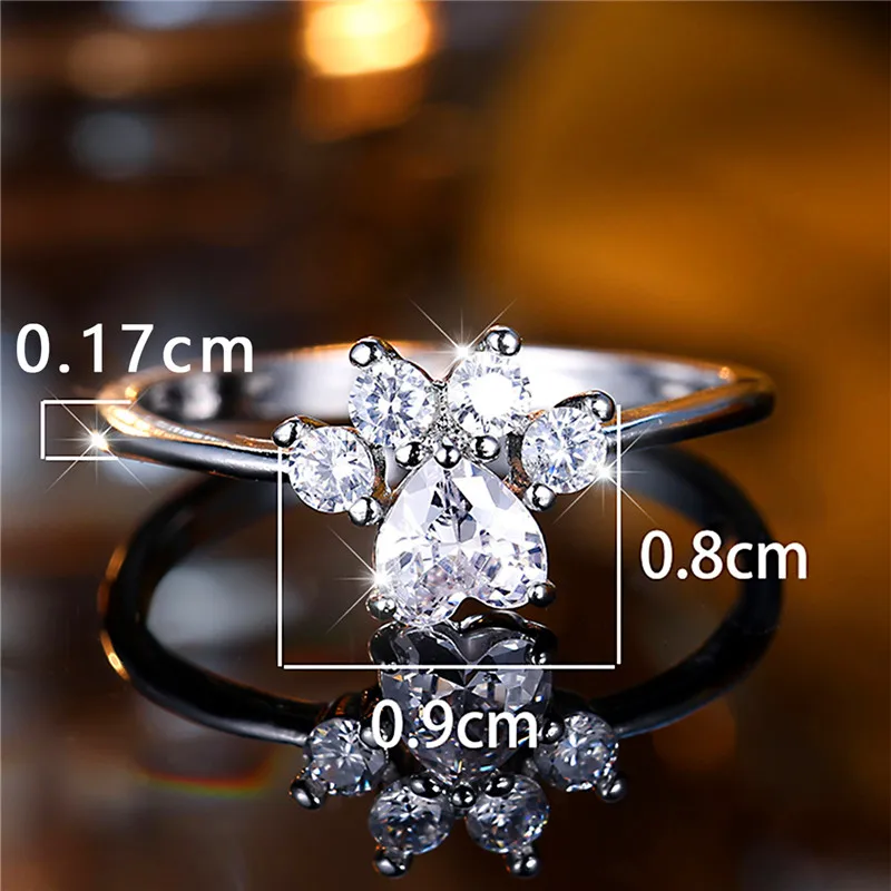 Cute Female Small White Zircon Stone Heart Engagement Ring Trendy Silver Color Bride Wedding Jewelry Gift For Women