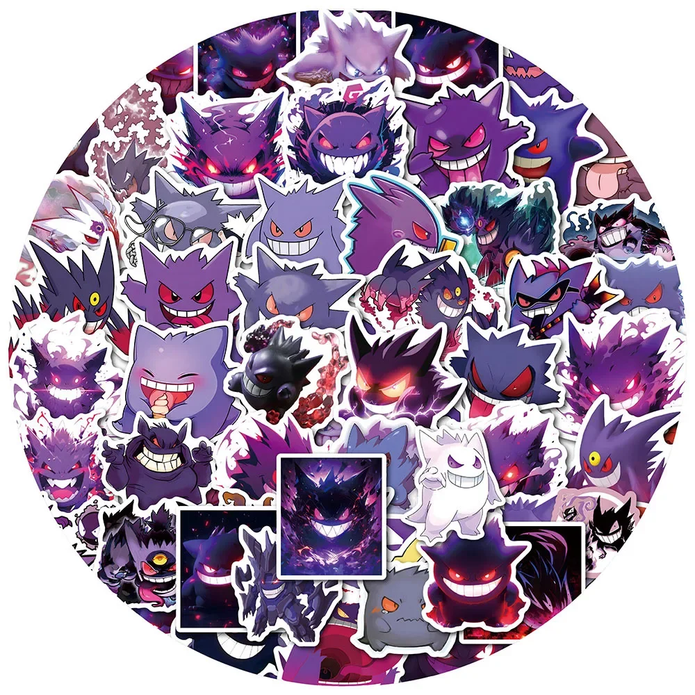 50PCS Cute Pokemon Gengar Cartoon Stickers Decals DIY Decoration Notebook Phone Suitcase Laptop Fridge Kawaii Graffiti Toy 2
