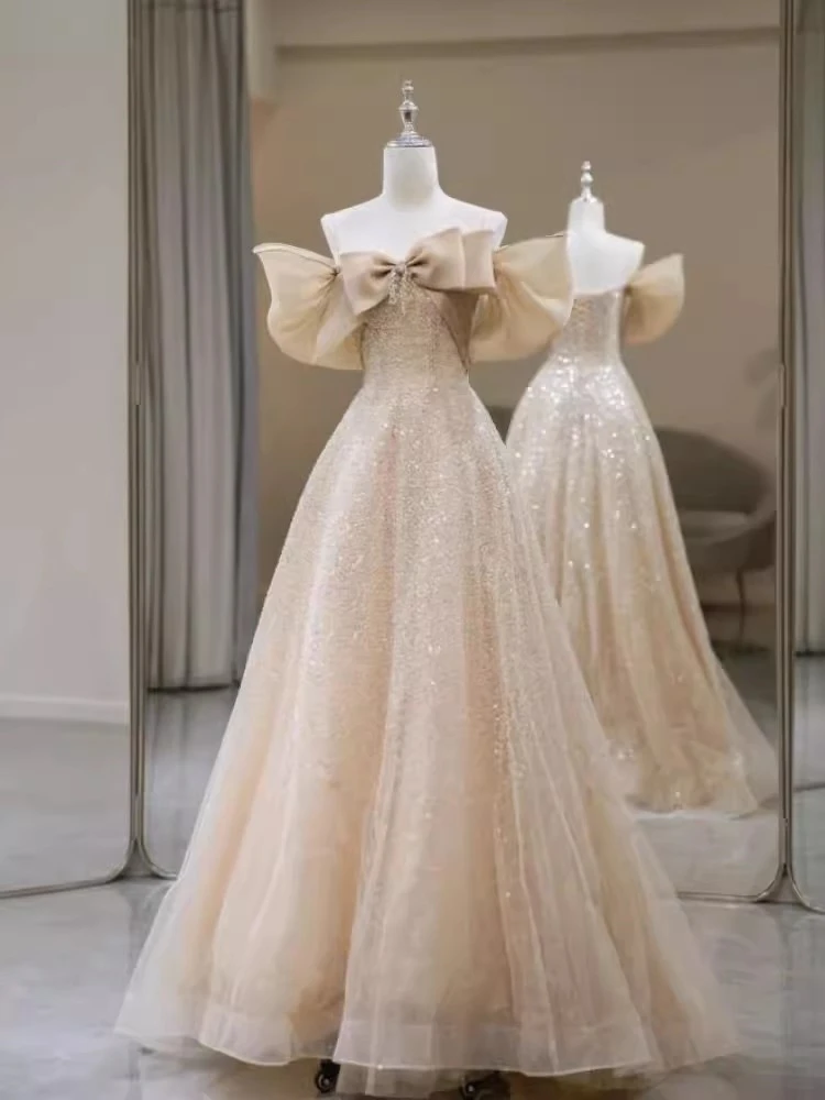 

Блестящие женские вечерние платья с реальным рисунком, ТРАПЕЦИЕВИДНОЕ ПЛАТЬЕ до пола с бантом сердечком, платье для выпускного вечера, одежда для особых случаев, 2024