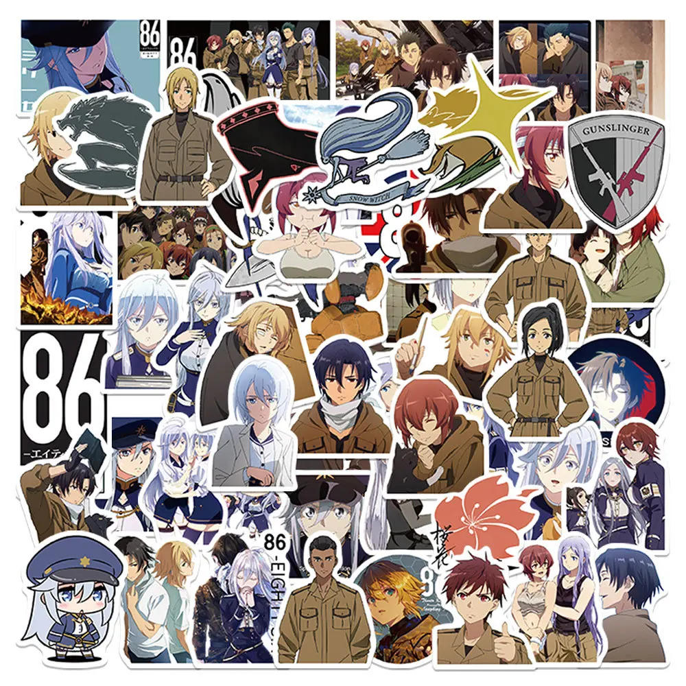 

10/30/60PCS Japan Anime 86 Eighty Six Stationery Stickers for Suitcase Laptop Graffitt Car Truck Waterproof PVC Decals Kids Toys