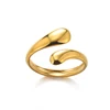 Bagues géométriques en acier inoxydable pour femmes, Texture minimaliste, couleur or, ouverture de Couple, bijoux esthétiques de mariage et de noël