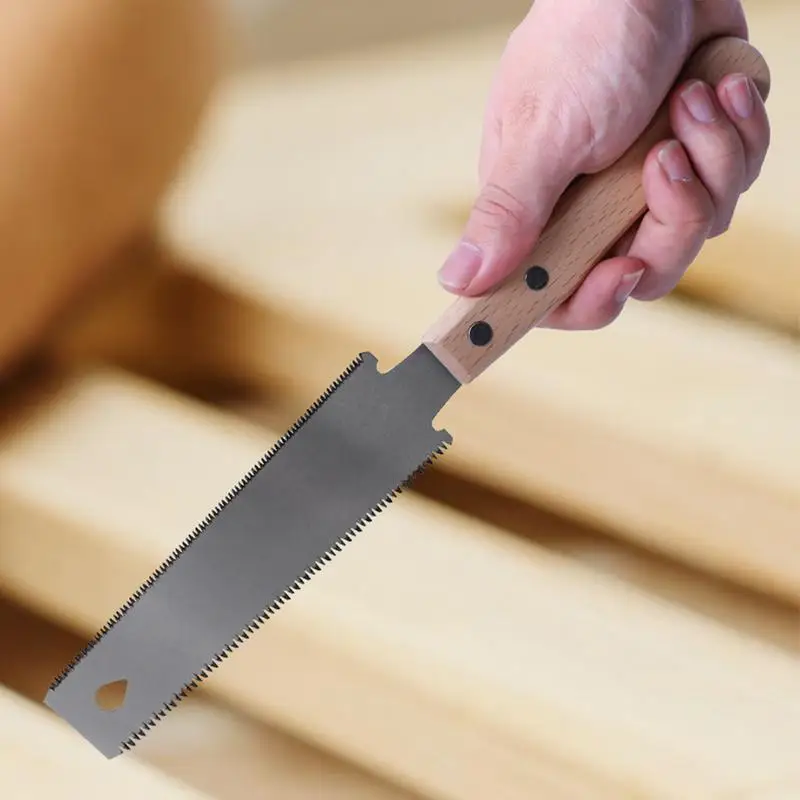 Japanese Hand Saw 6inch High Carbon Steel Double Edged Hand Saw Flexible Pull 12/17 TPI Woodworking Tool