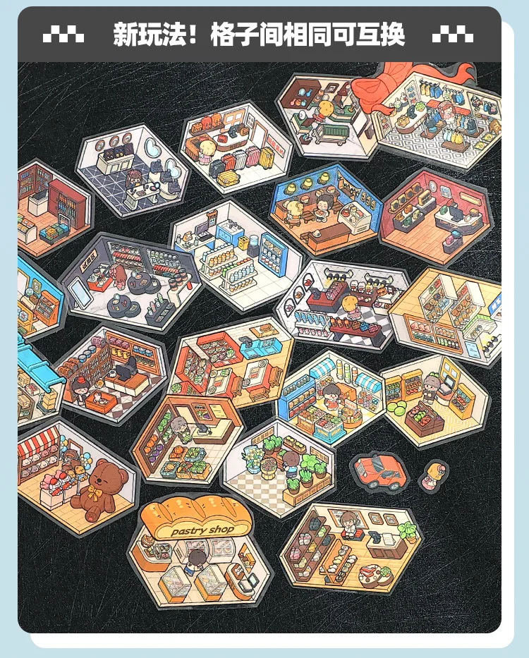 귀여운 미니어처 오두막 3D 탈출방 풍경 스티커북 DIY 포켓 캐빈 장면 크리스마스 선물