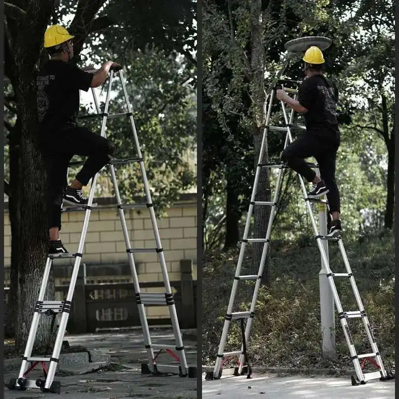 다기능 리프팅 단계 사다리 홈 헤링본 텔레스코픽 사다리 알루미늄 합금 휴대용 엔지니어링 접이식 사다리 A