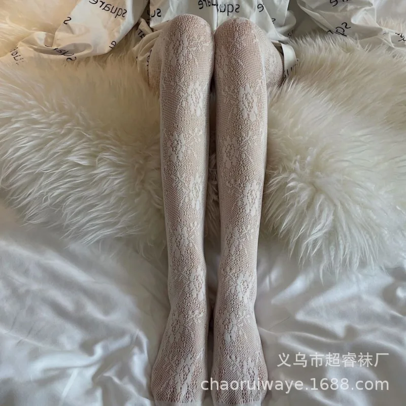 Description Picture 6 of itemLolita Hollowed-out Lace Stockings Bottom Pantyhose Japanese Lolita Vintage Jacquard Socks White Stockings Children