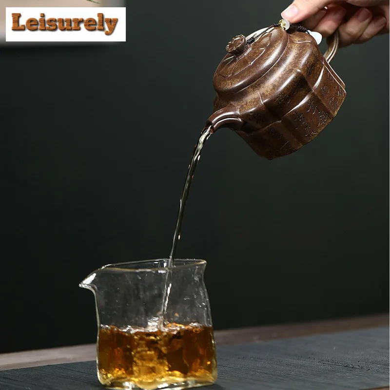 270ml Ancient Yixing Purple Clay Teapots Handmade Rib De Zhong Pot Raw Ore Agilawood Mud Kettle With Infuser Zisha Tea Set Craft