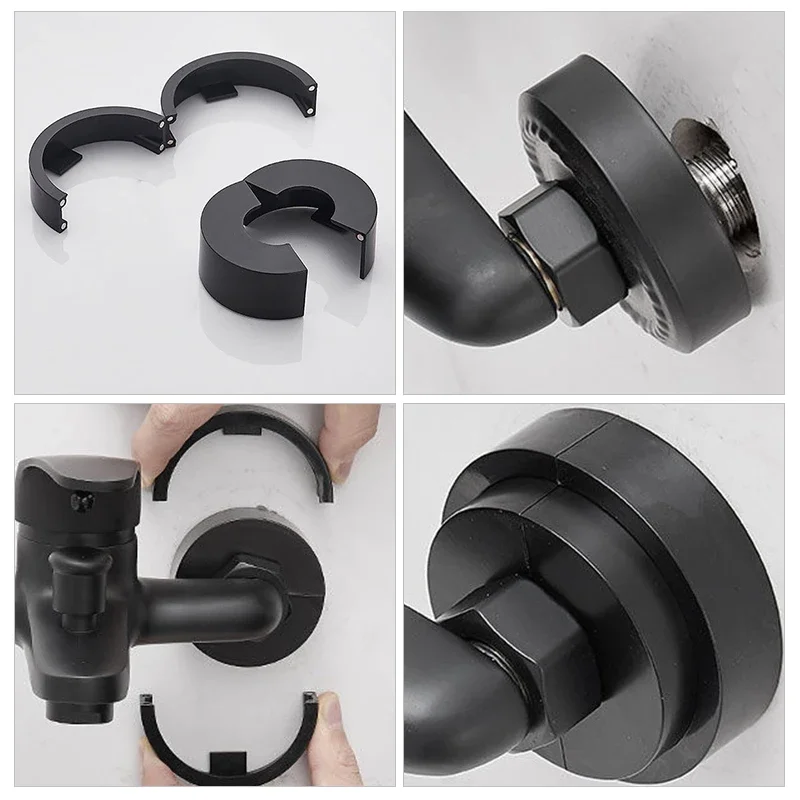No Disassembly Faucet Decorative Cover Split With Stickers Reusable Bathroom Wall Pipeline Hole Fixed Accessories Easy Installat faucet accessories