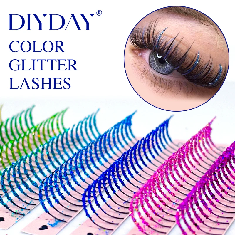 DIYDAYMixColorsGlitterEyelashExtensionHolloweenEyelashesGlitter