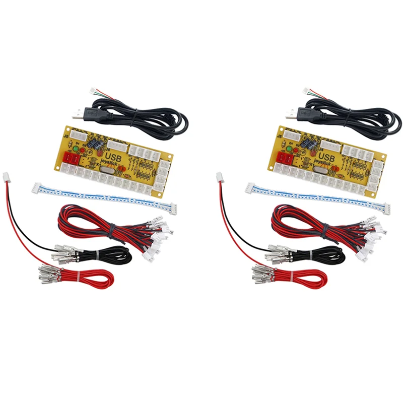 ABVO-2X 5V LED 제로 딜레이 보드 아케이드 게임 USB 인코더 PC용 라즈베리 파이 조이스틱 제어 푸시 버튼 연결 케이블