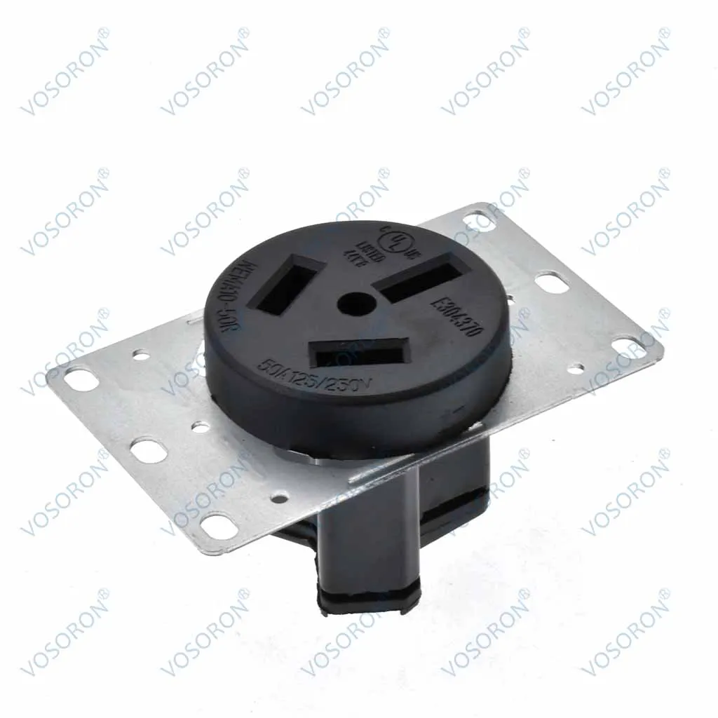Nema 10-50P Plug 50-Amp 125V-250V 125/250V Dryer Plug Angled 3 Pole 3 Wire Grounding Straight Blade for Dyer and Ranges