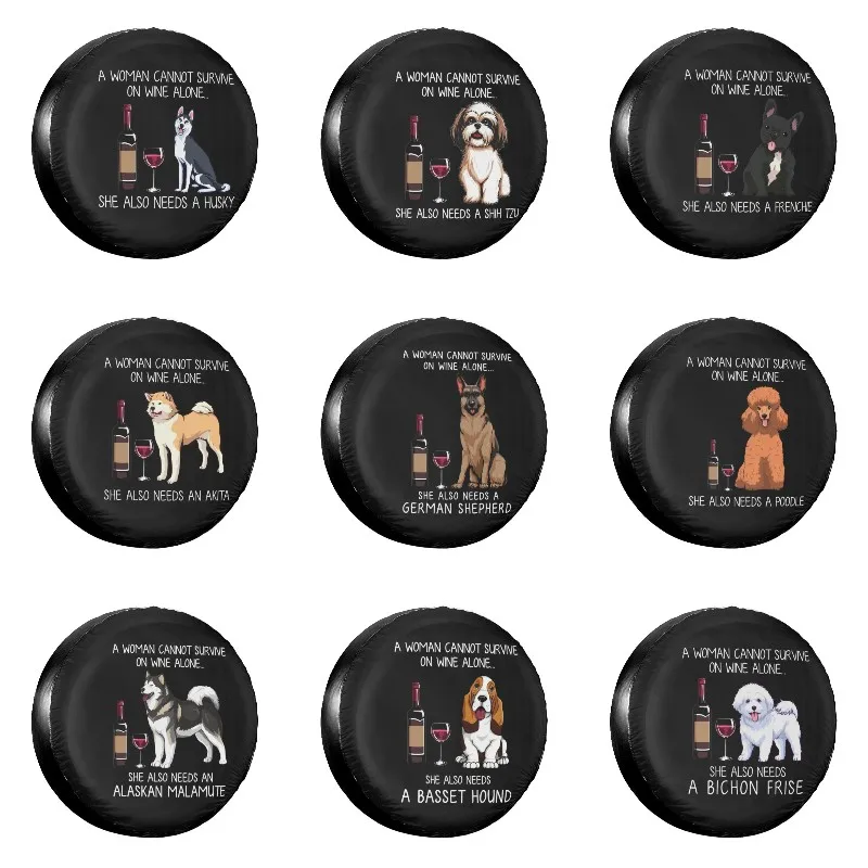 

Husky And Wine Funny Dog запасная крышка для автомобильного колеса Honda Custom Animal щенок Пыленепроницаемый Чехол для автомобильного колеса 14 "15" 16 "и qu