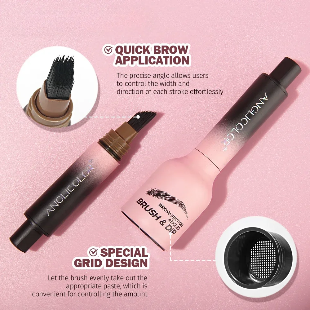Wild Eyebrow Pencil Square Angled Brush Velvet 3D Brow Dye Cream Hairline Anti-smudge Waterproof Multifunction Eyebrow Tint Pen 5