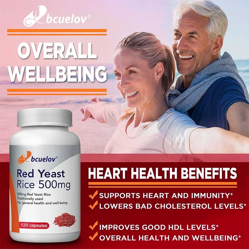 BCUELOV Red Yeast Rice Supplement-Regulate blood lipids, protect cardiovascular health, anti-oxidation, intestinal health