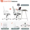 Height and Ergonomic Design Home Office Computer Desk Chair Executive Lumbar Support Padded Flip-up Armrest Swivel Chair (Grey) 3