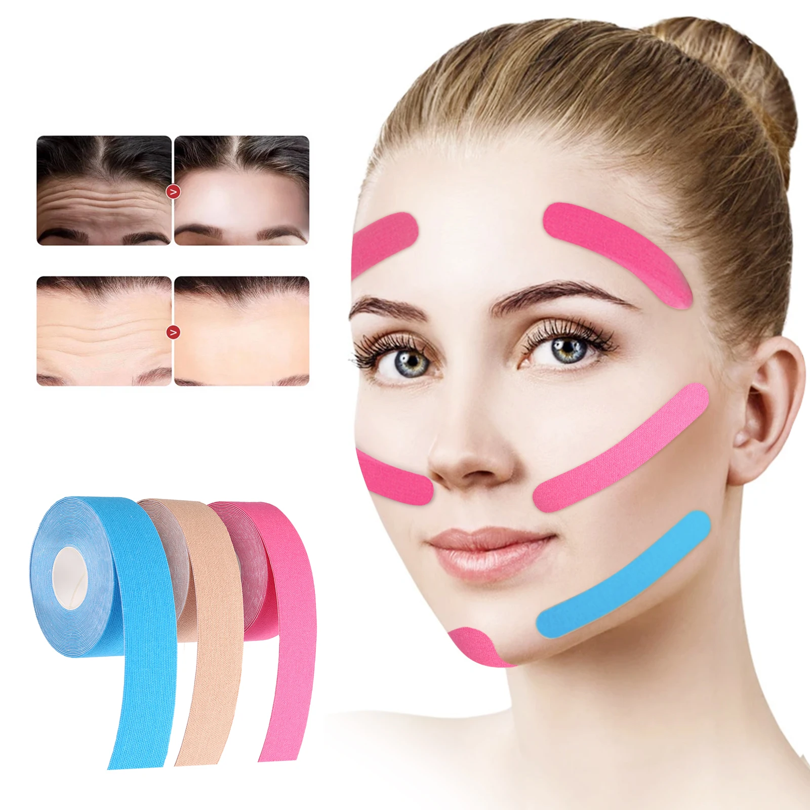 

2.5CM*5M Kinesiology Tape For Face V Line Wrinkle Remover Sticker Facial Skin Care Tool Neck Eyes Lifting Tape Bandagem Elastica